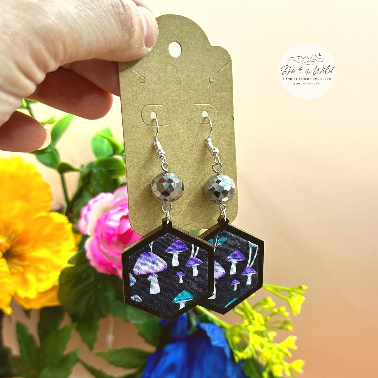 Purple Mushroom Earrings