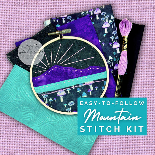 Purple & Teal Mountainscape Stitch Kit