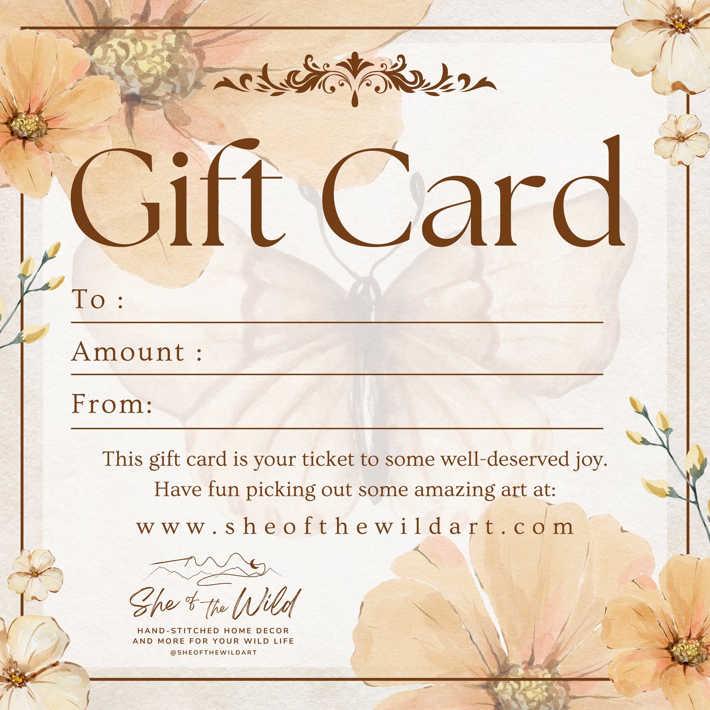 Gift Card for the She of the Wild Art Shop