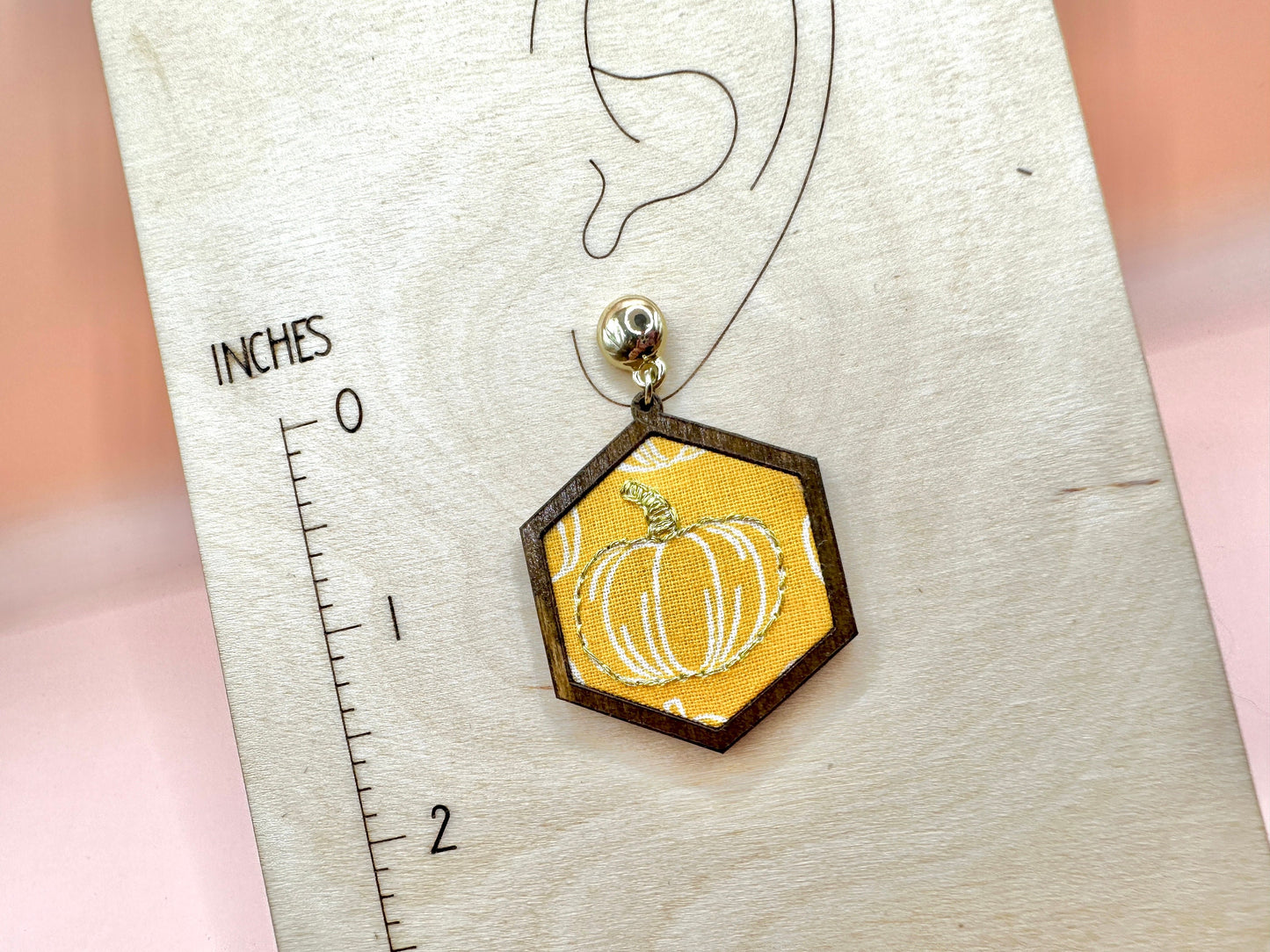 Embroidered Pumpkin Earrings