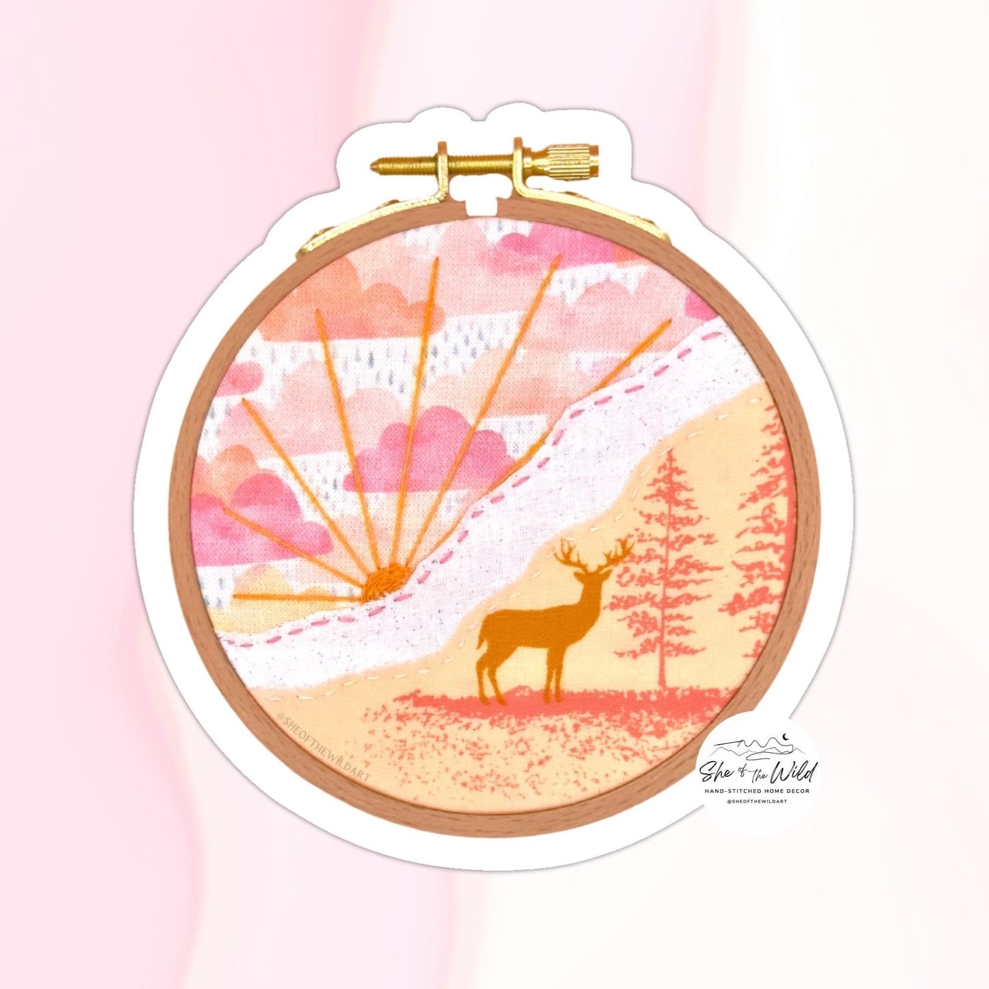 Pastel Deer Scene Sticker