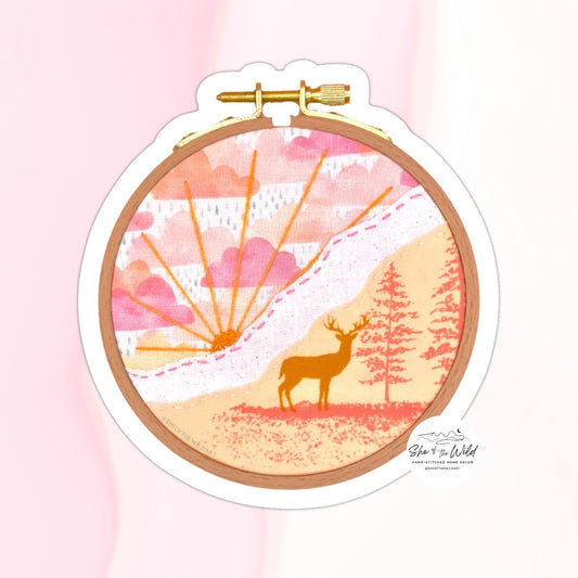 Pastel Deer Scene Sticker